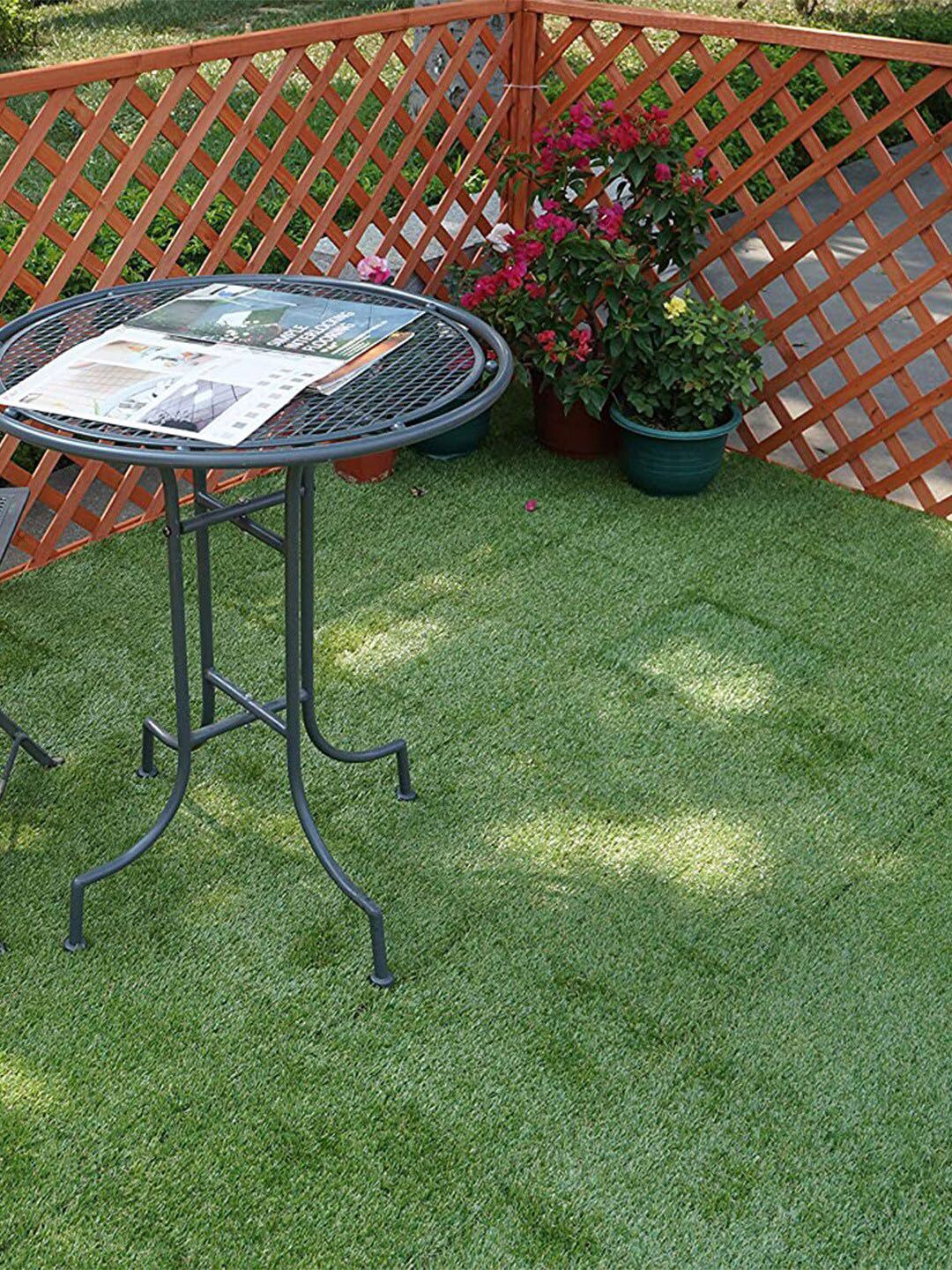 Sharpex Green 10 Pieces Artificial Grass Deck Tiles Price in India