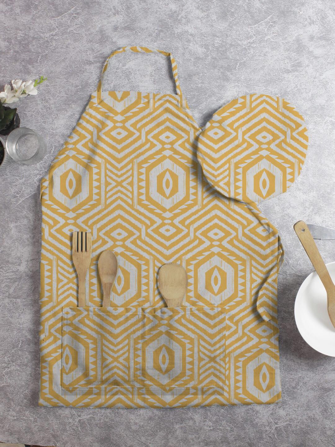 HOUZZCODE Unisex Yellow Aprons Price in India