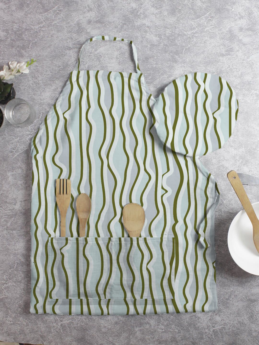 HOUZZCODE Green Printed Apron With Cap Price in India