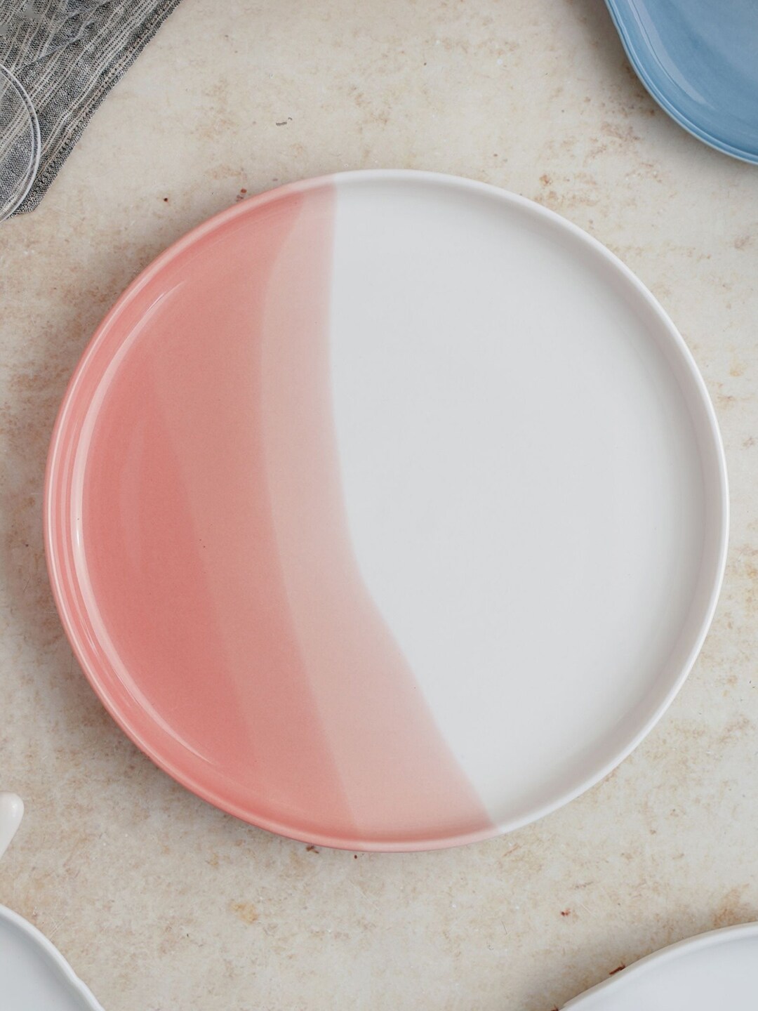 Nestasia White & Pink Ombre Round Dinner Plate Price in India