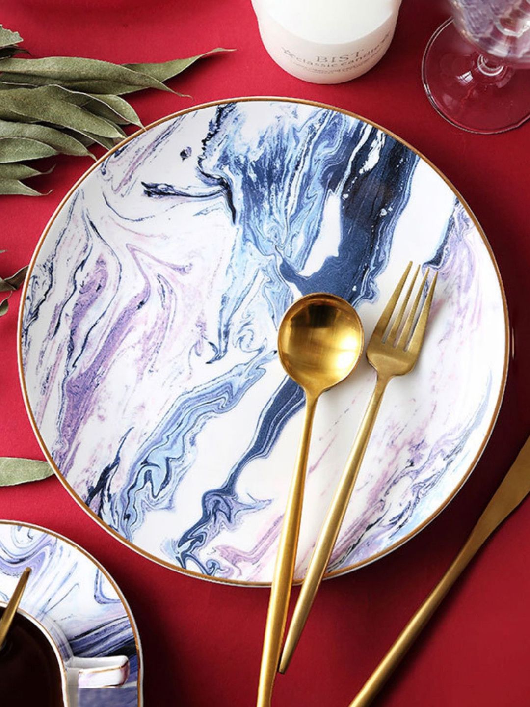 Nestasia White & Blue Printed Ceramic Glossy Plate Price in India