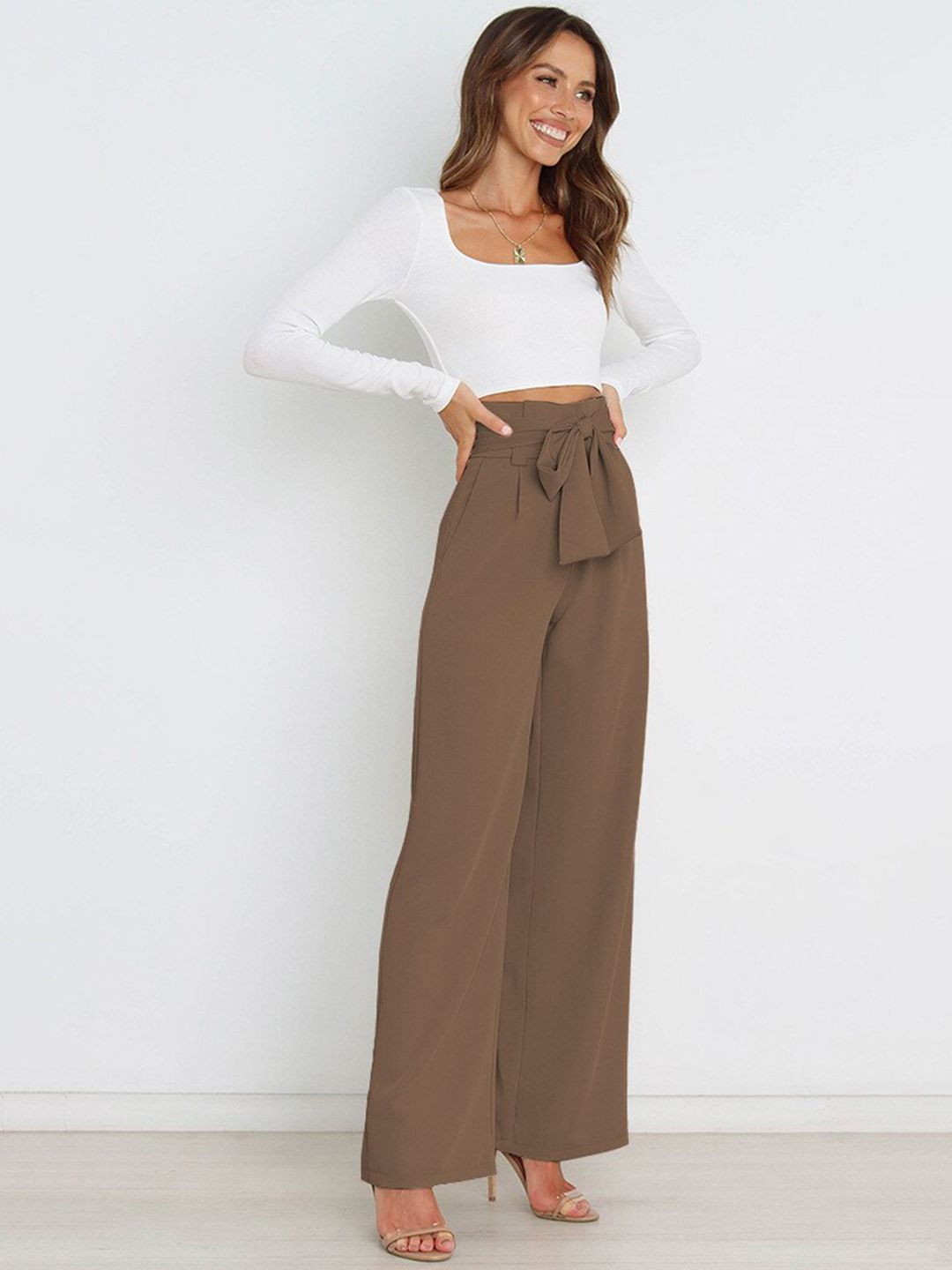 BoStreet Women Brown Mom Fit Trousers Price in India