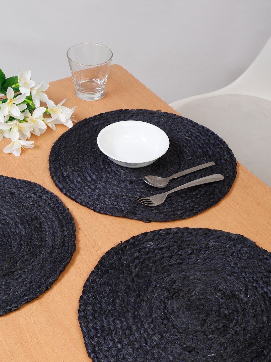 HOSTA HOMES Set Of 6 Blue Solid Table Placemats Price in India