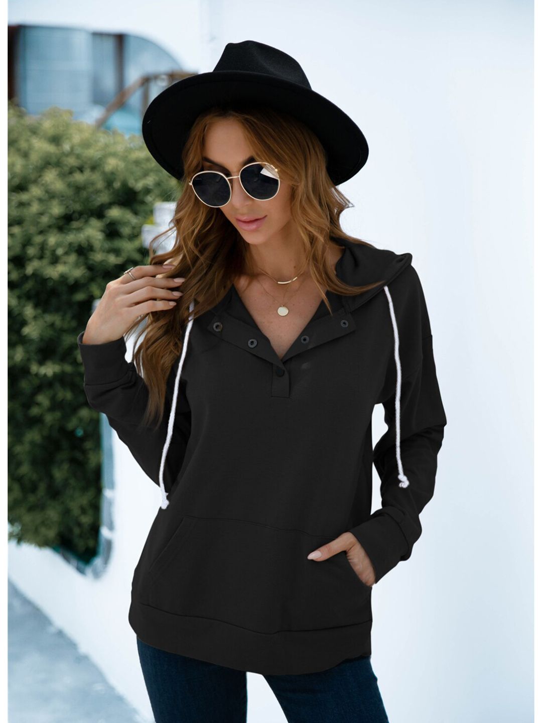 BoStreet Women Black Hooded Sweatshirt Price in India