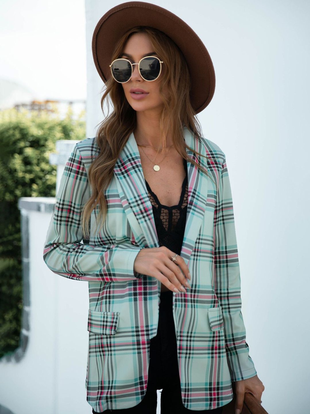 BoStreet Women Green Checked Tailored Jacket Price in India