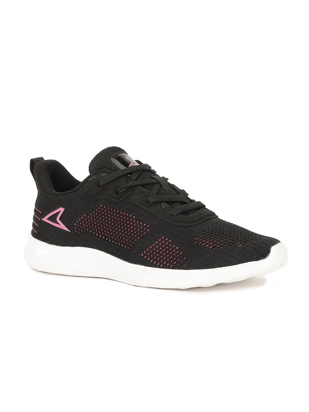 Power Women Black Textile Running Non-Marking Shoes Price in India