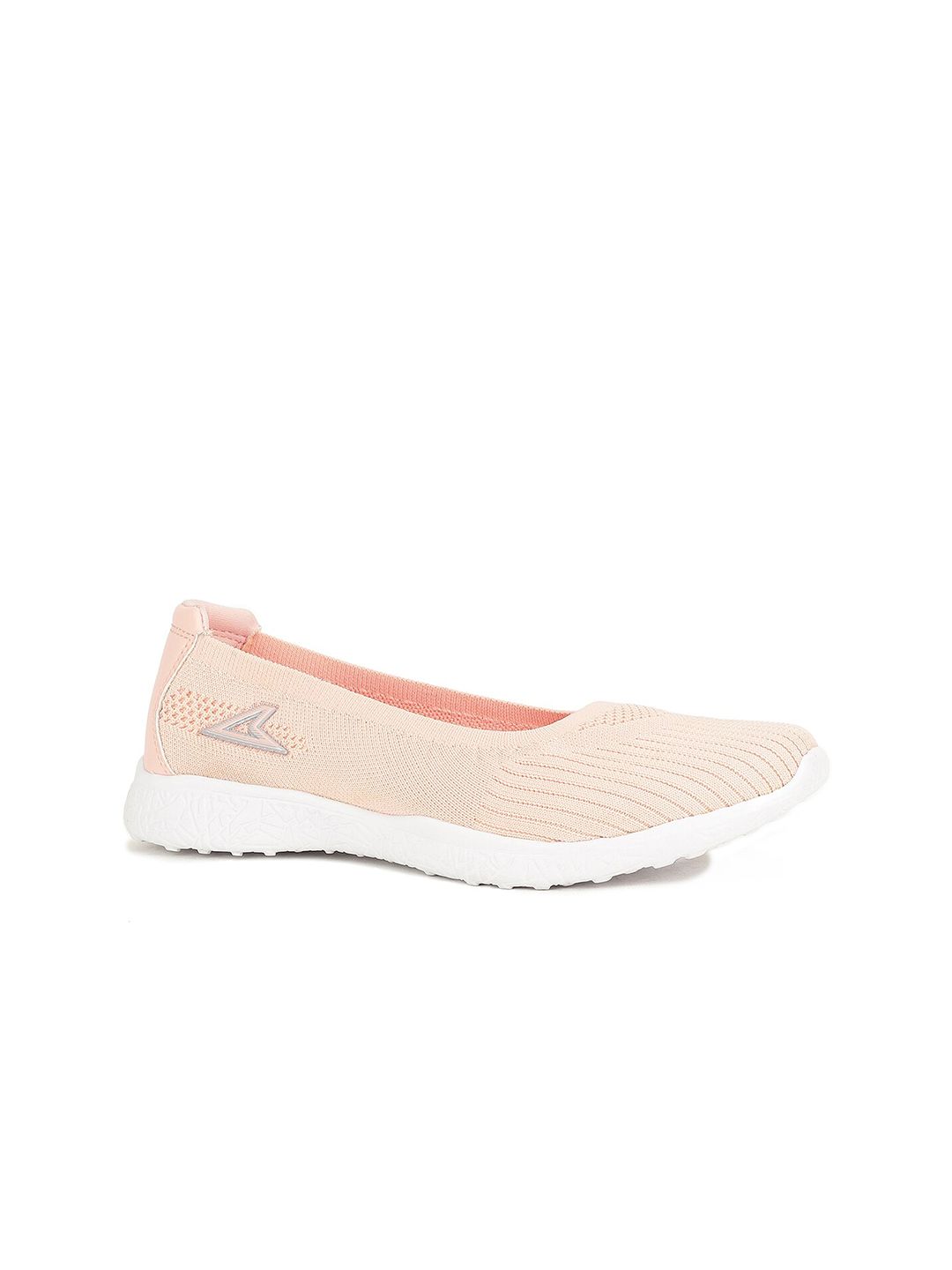 Power Women Peach-Coloured Textile Walking Non-Marking Shoes Price in India