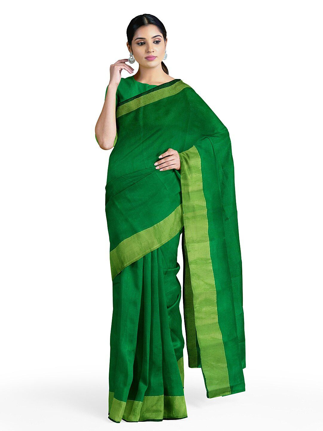 KALINI Green Silk Cotton Ready to Wear Sungudi Saree Price in India