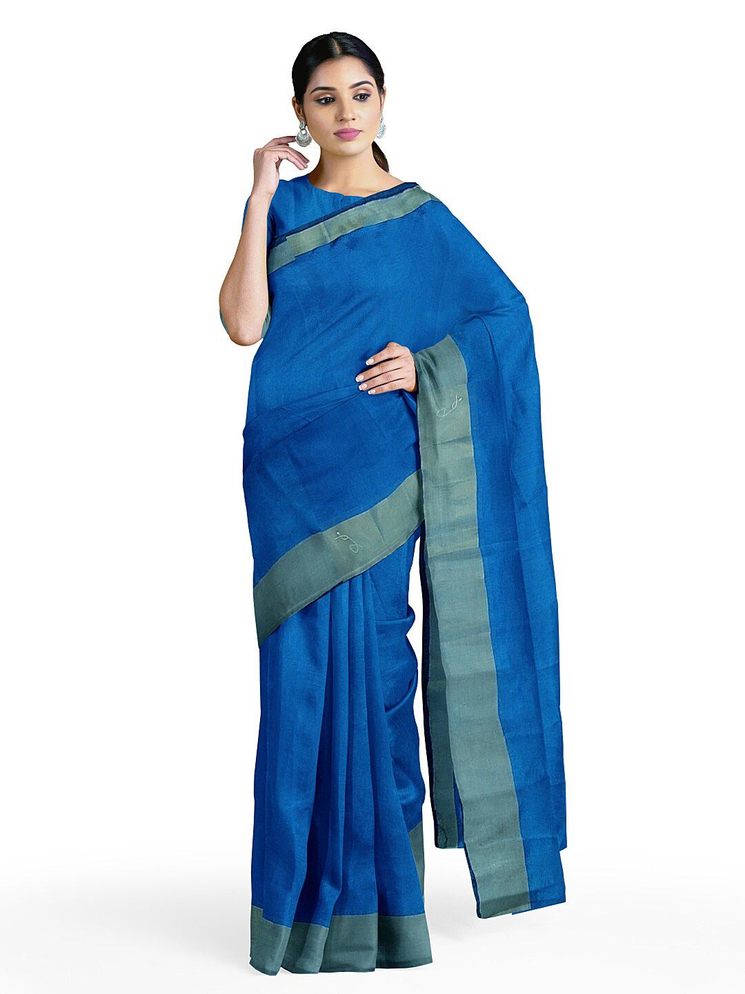 KALINI Blue Silk Cotton Ready to Wear Sungudi Saree With Unstitched Blouse Price in India