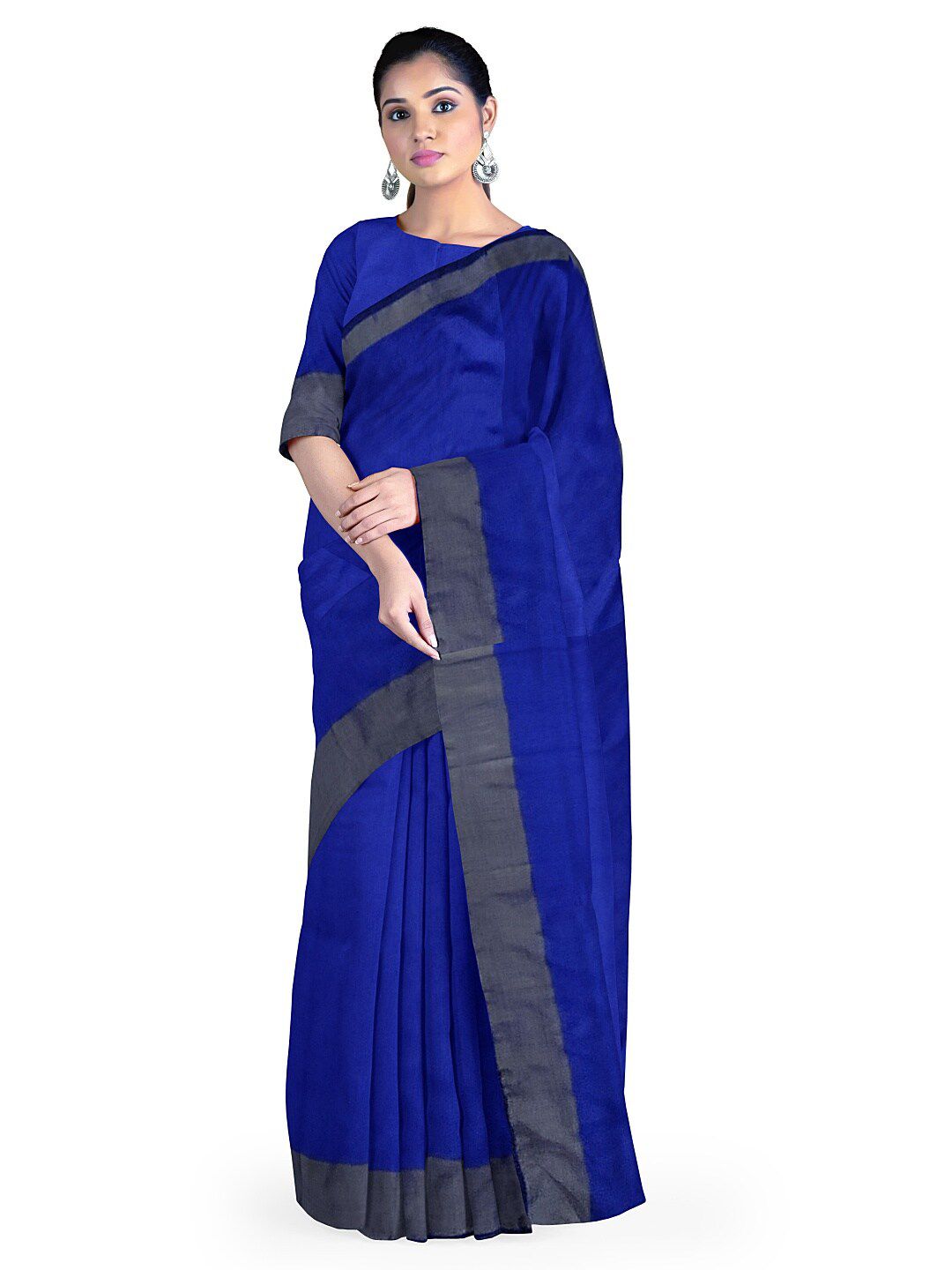 KALINI Blue & Grey Silk Cotton Sungudi Saree Price in India