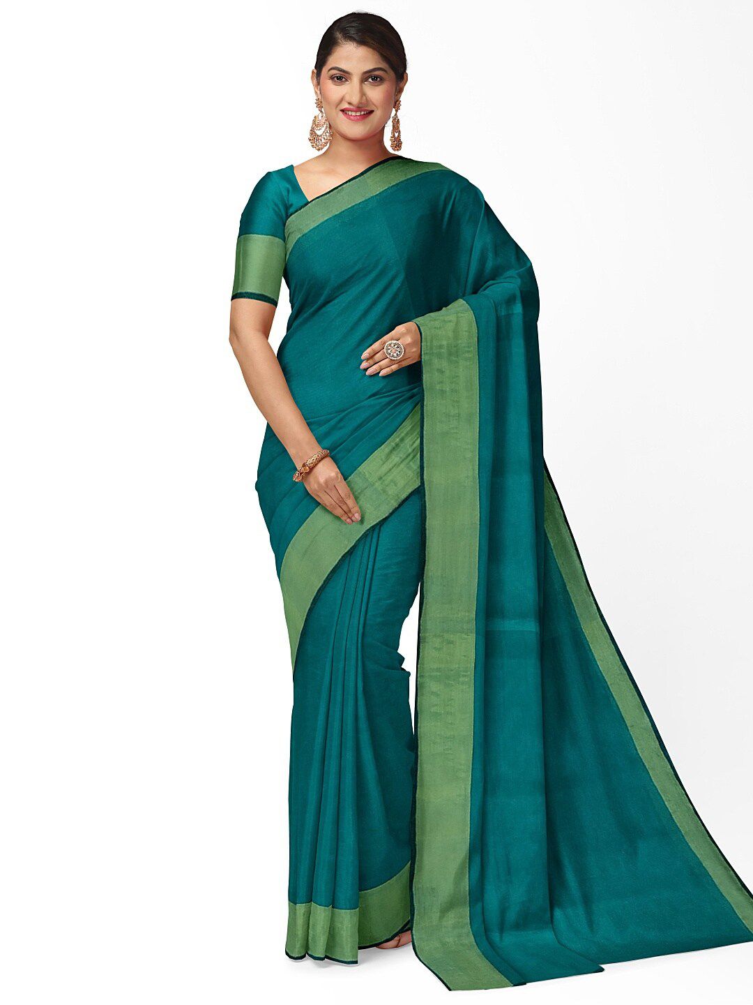 KALINI Green Silk Cotton Ready to Wear Sungudi Saree Price in India