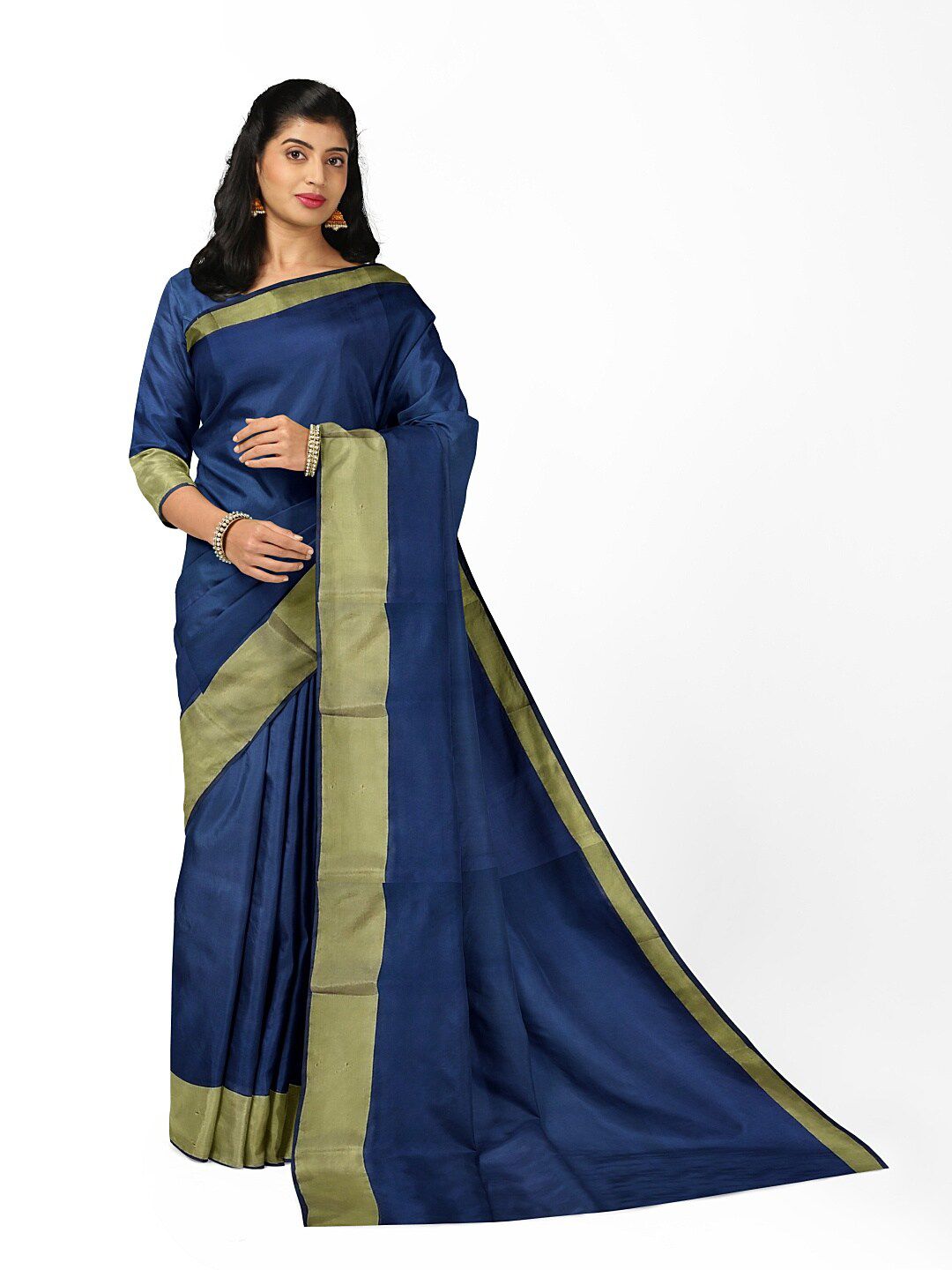 KALINI Navy Blue Silk Cotton Sungudi Saree Price in India