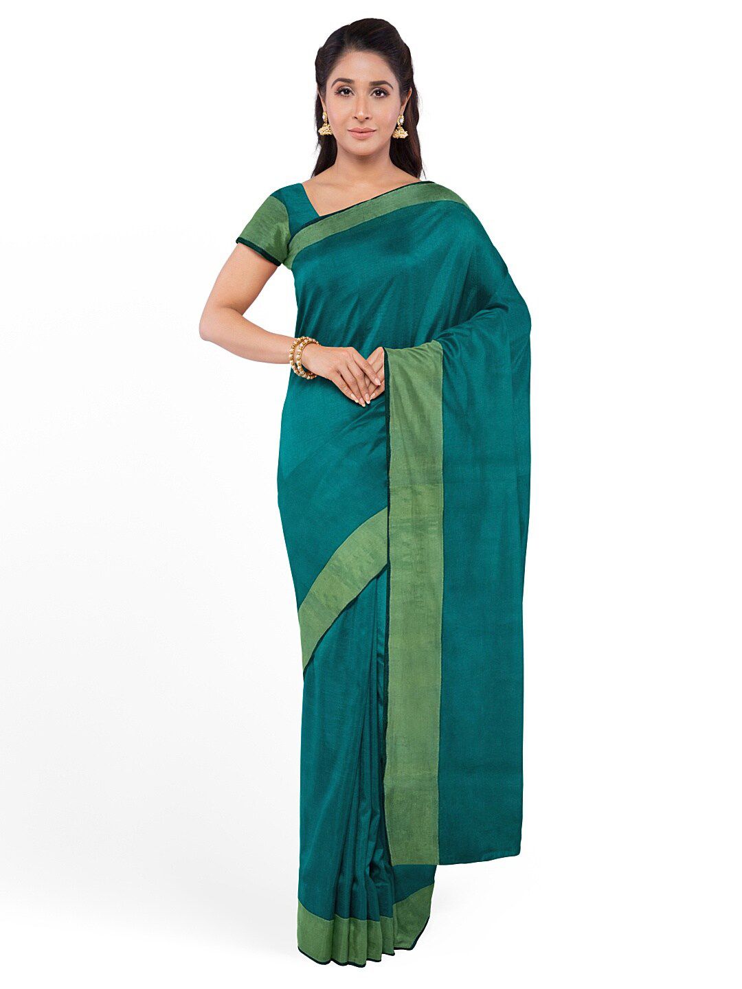 KALINI Green Silk Cotton Ready to Wear Sungudi Saree Price in India