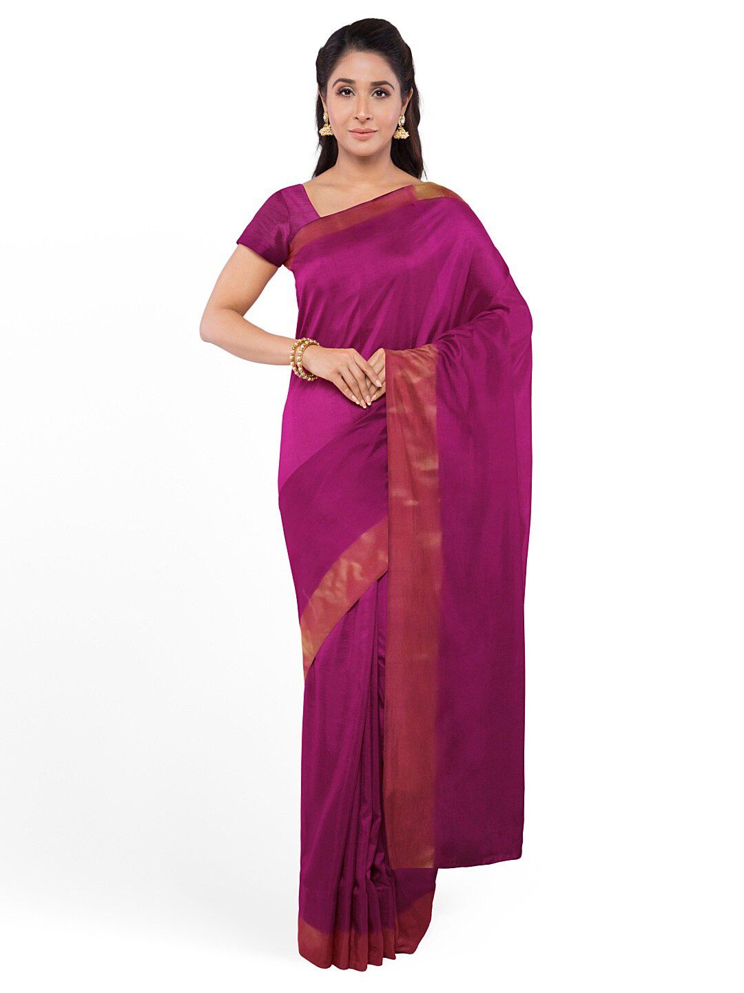 KALINI Pink Silk Cotton Ready to Wear Sungudi Saree Price in India