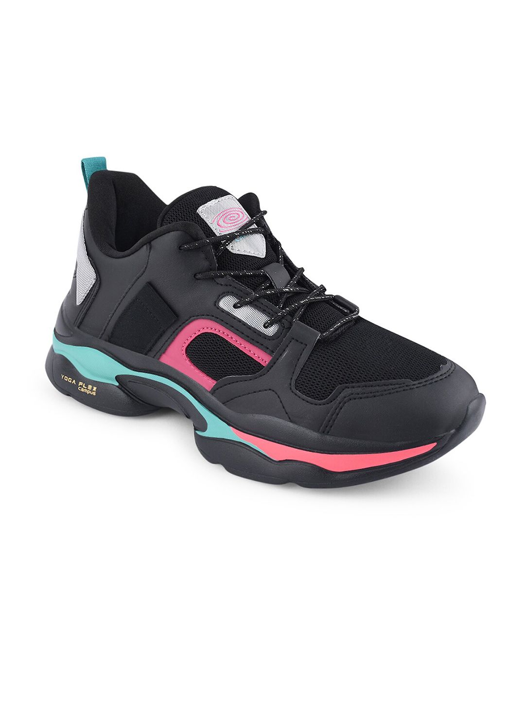 Campus Women Black Mesh Running Non-Marking Shoes Price in India