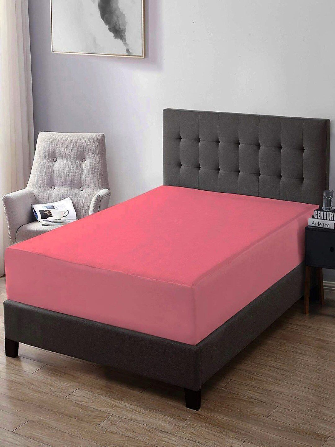 Trance Home Linen Coral King Size Fitted Cotton Waterproof Mattress Protector Price in India