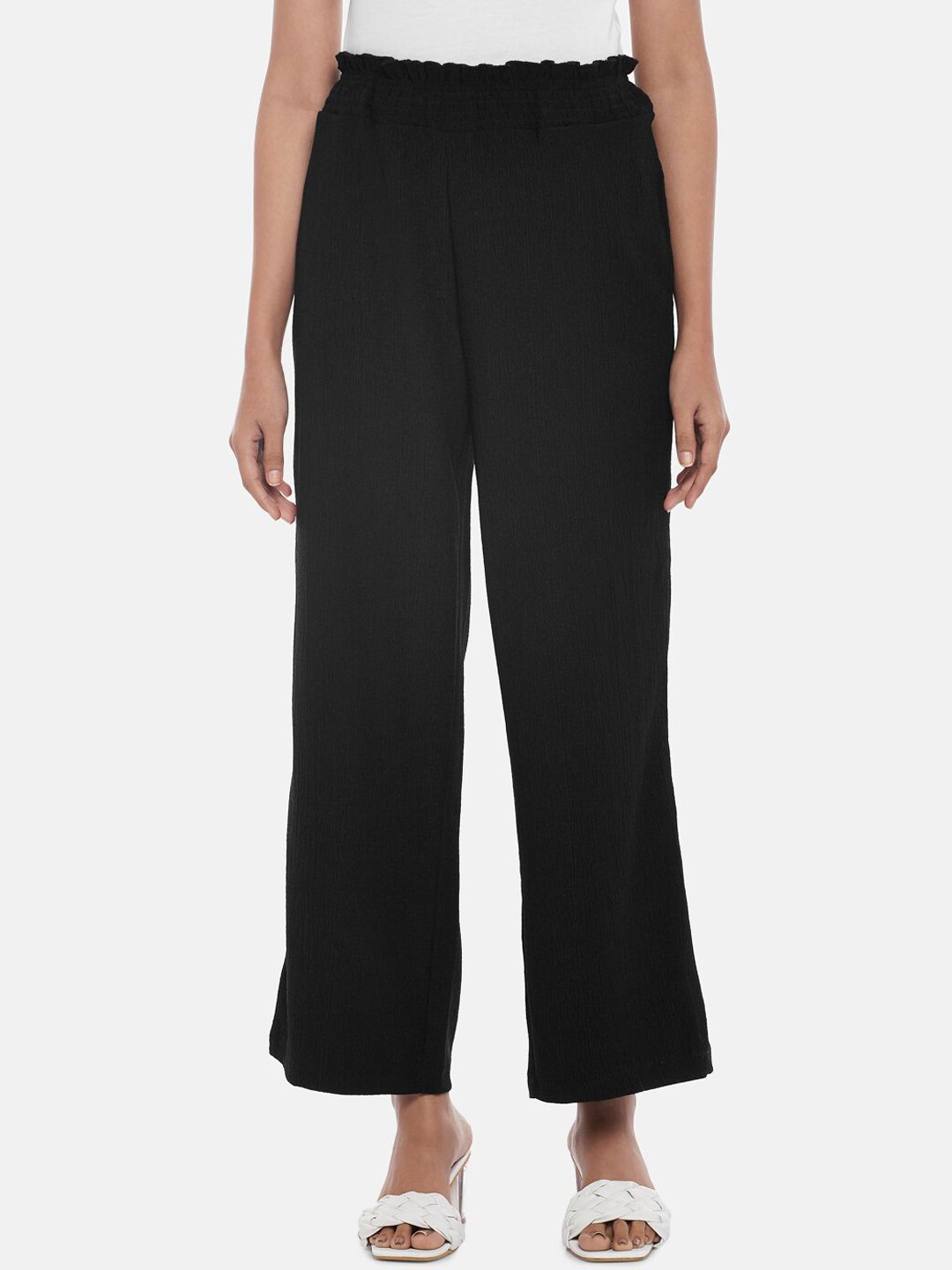 Honey by Pantaloons Women Black High-Rise Trousers Price in India