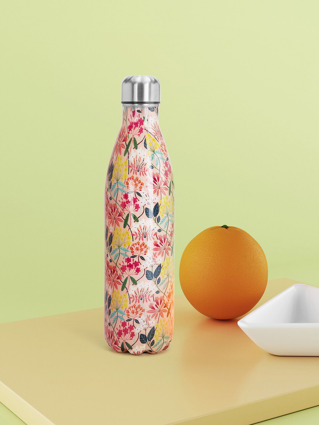 Living scapes by Pantaloons Pink Printed Vacuum Insulated Stainless Steel Water Bottle Price in India