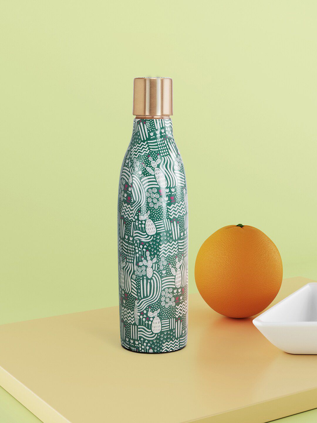 Living scapes by Pantaloons Green Printed Copper Water Bottle Price in India