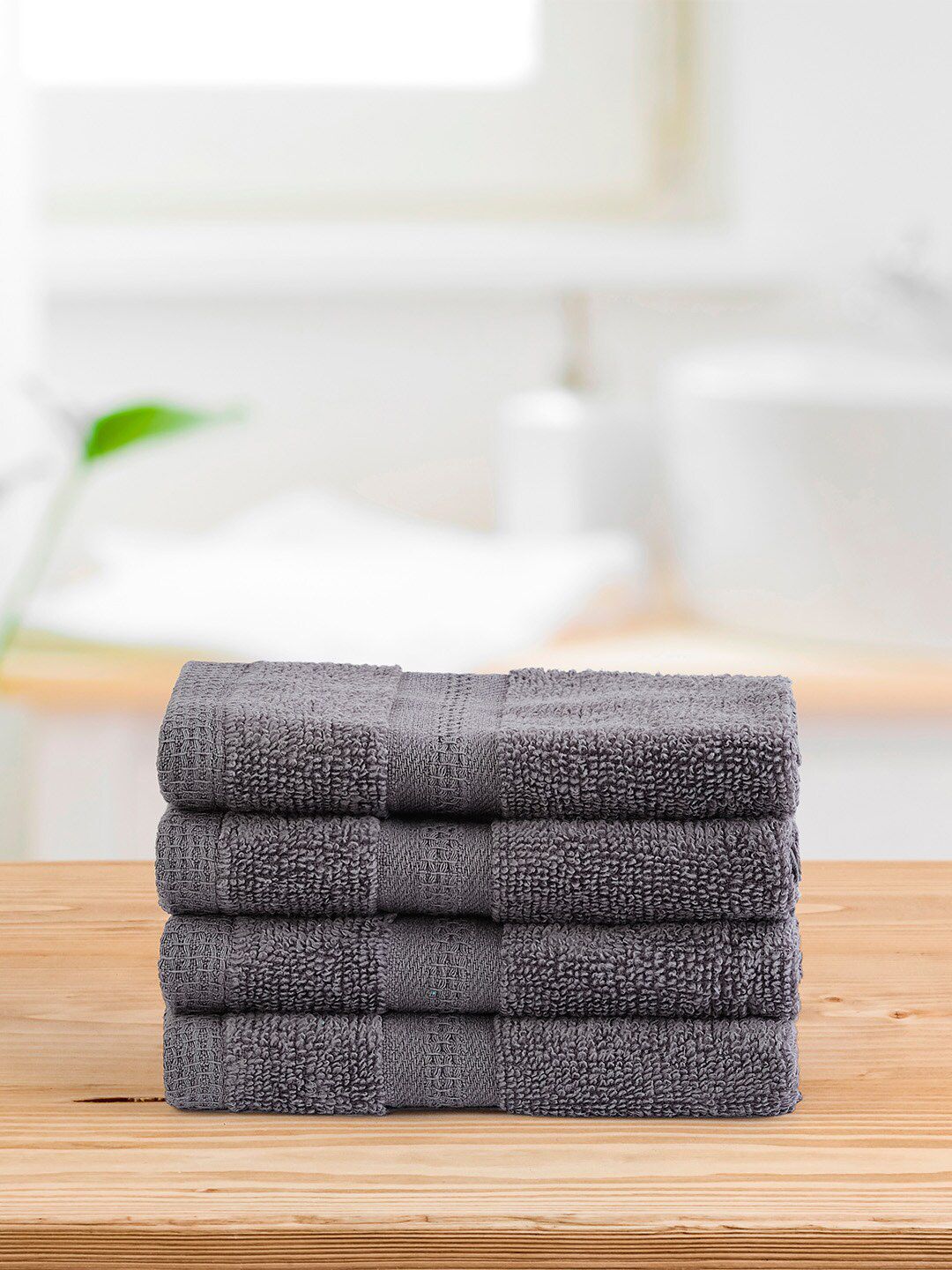 Layers Grey Set of 4 400 GSM Zero Twist Face Towels Price in India