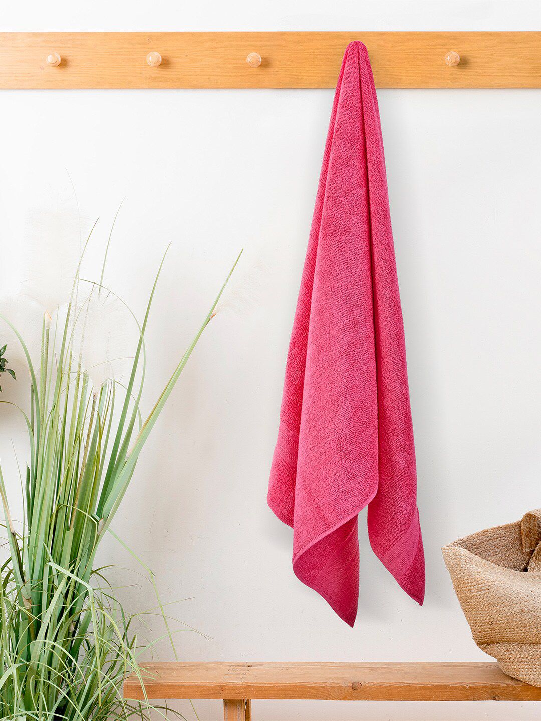 Layers Pink Solid 400 GSM Pure Cotton Bath Towel Price in India