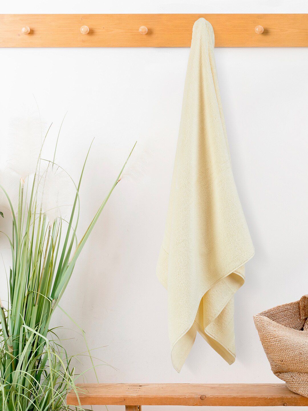 Layers Cream-Coloured Solid 400 GSM Pure Cotton Bath Towel Price in India