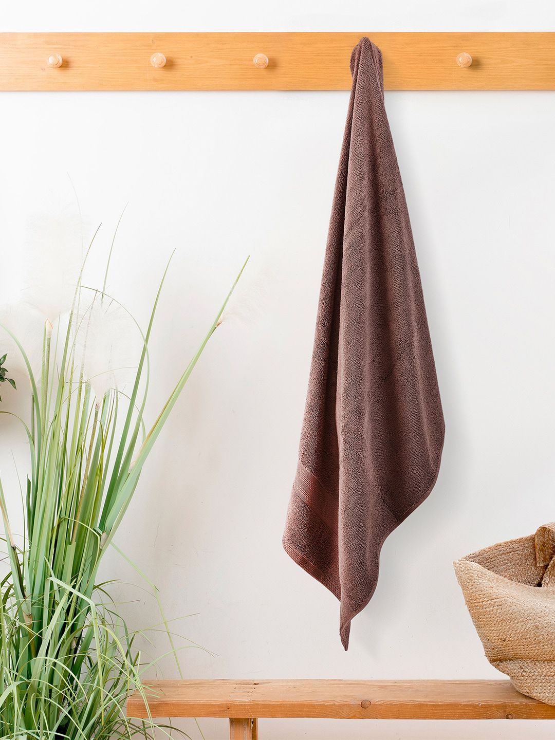 Layers Brown Solid 400 GSM Pure Cotton Bath Towel Price in India