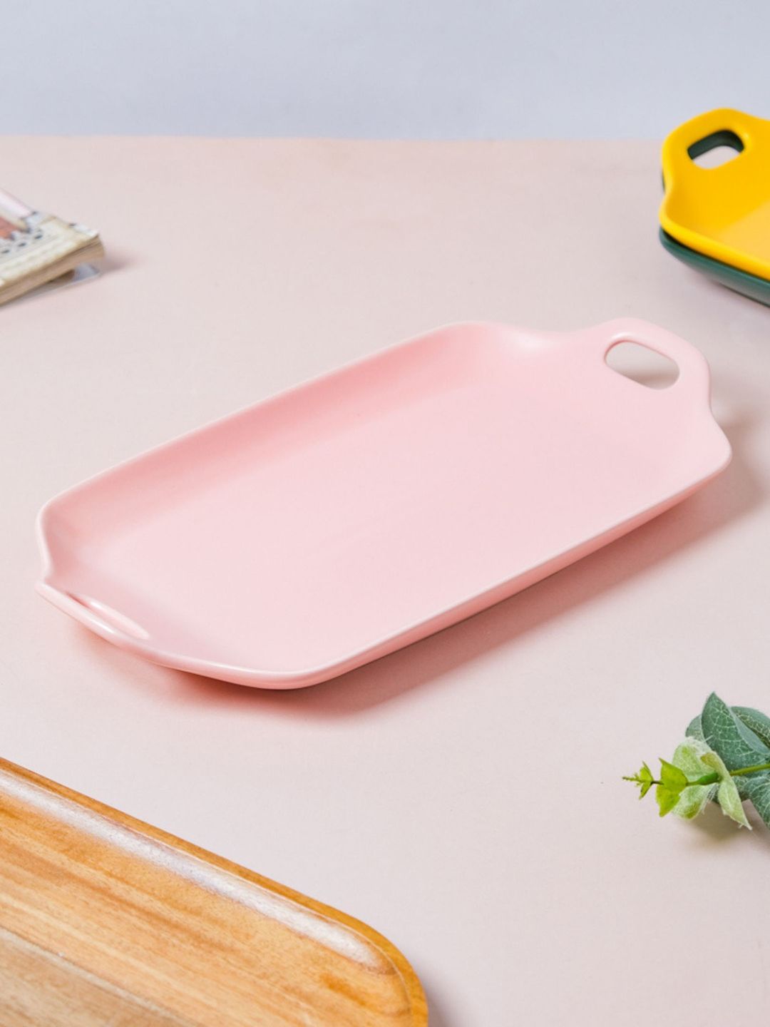 Nestasia Pink Solid Rectangle Ceramic Oven Tray Price in India