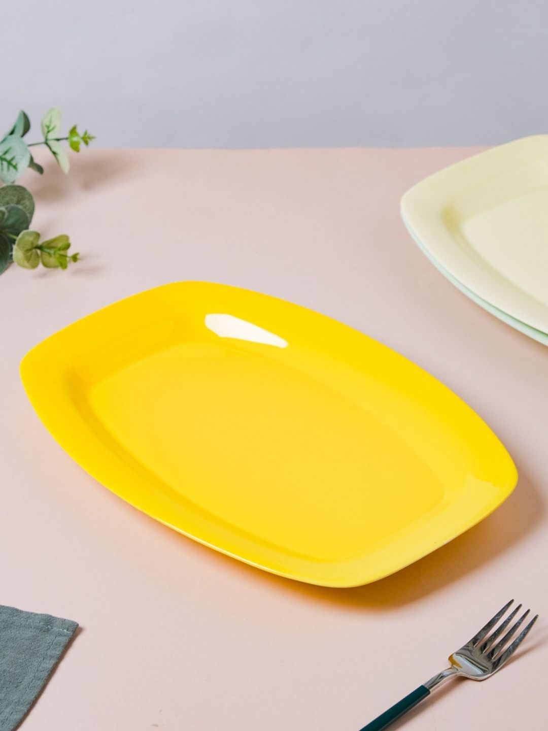 Nestasia Yellow Solid Ceramic Tray Price in India