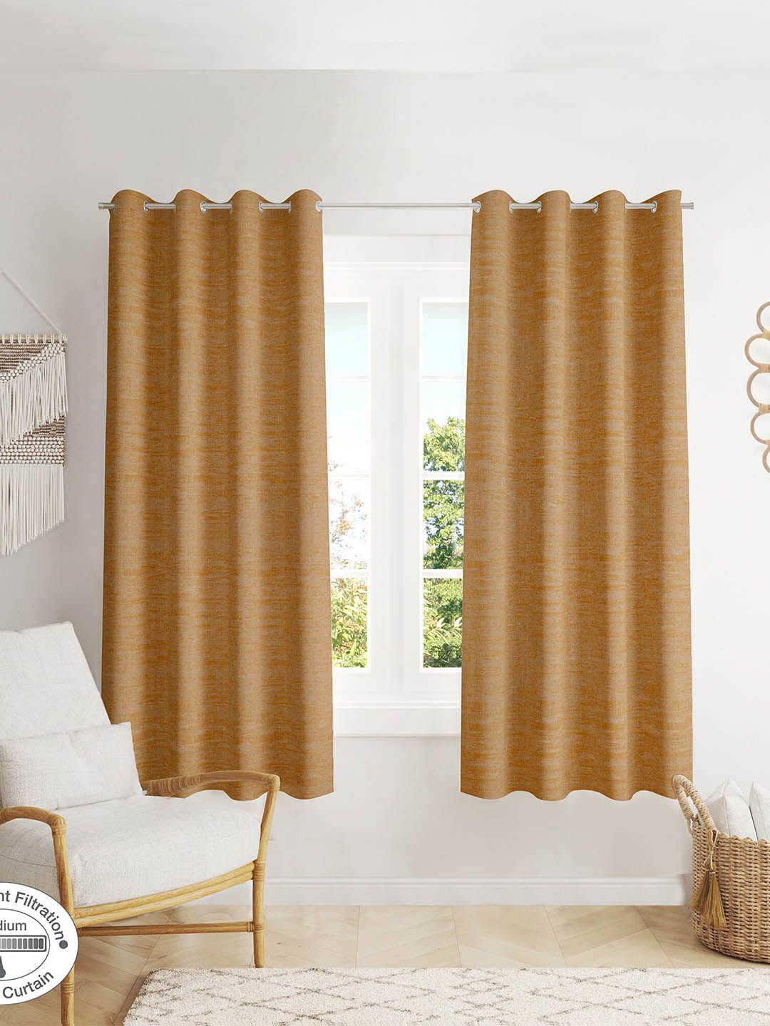 HomeTown Mustard Pack of 2 Window Curtain Price in India