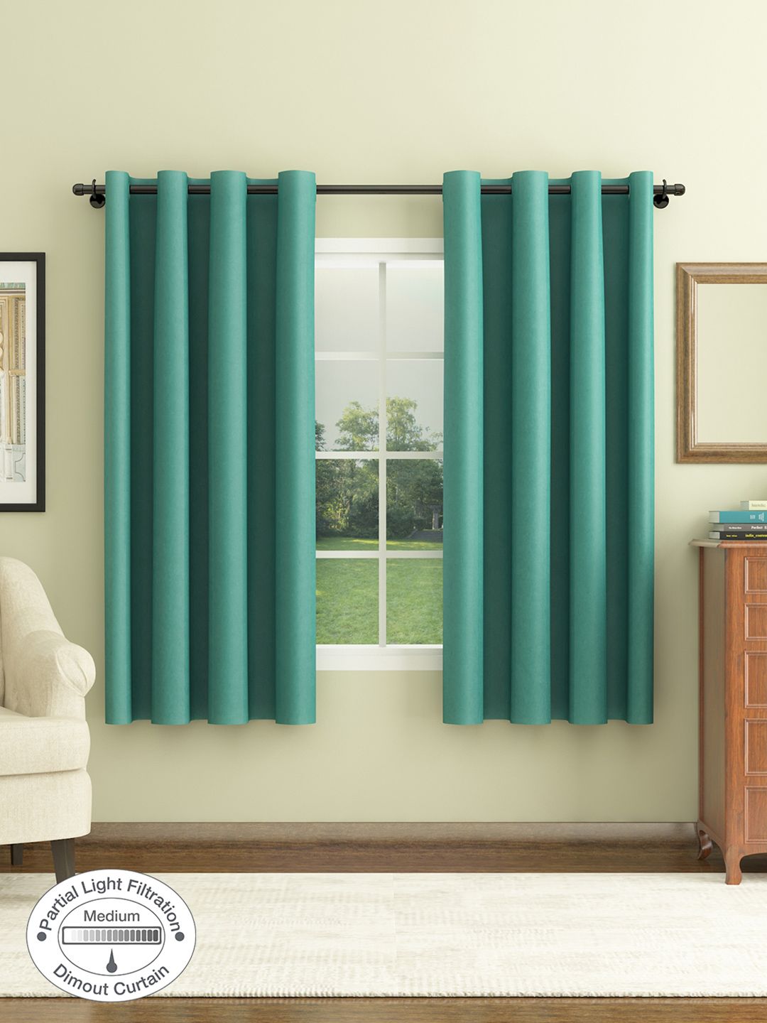 HomeTown Turquoise Blue Set of 2 Black Out Window Curtain Price in India