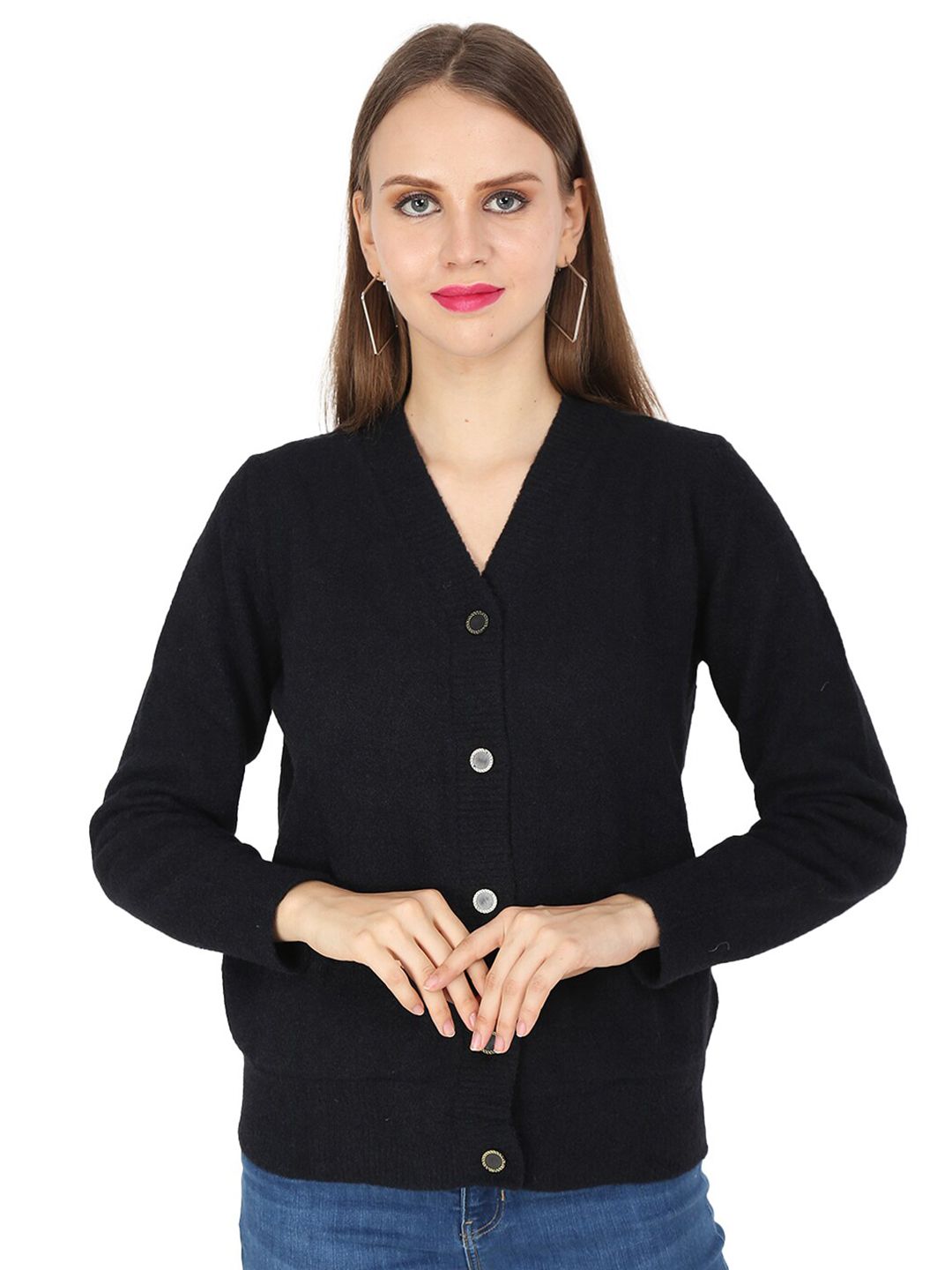 NoBarr Women Black Solid Cardigan Price in India