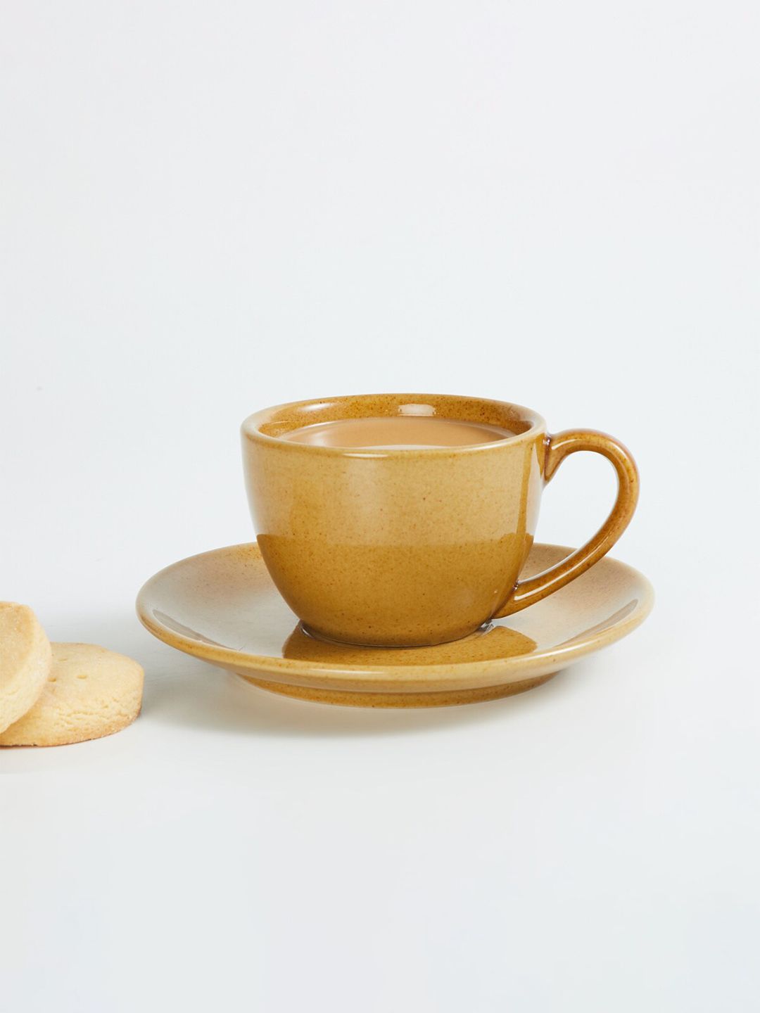 Home Centre Yellow Textured Stoneware Matte Cup and Saucer Price in India