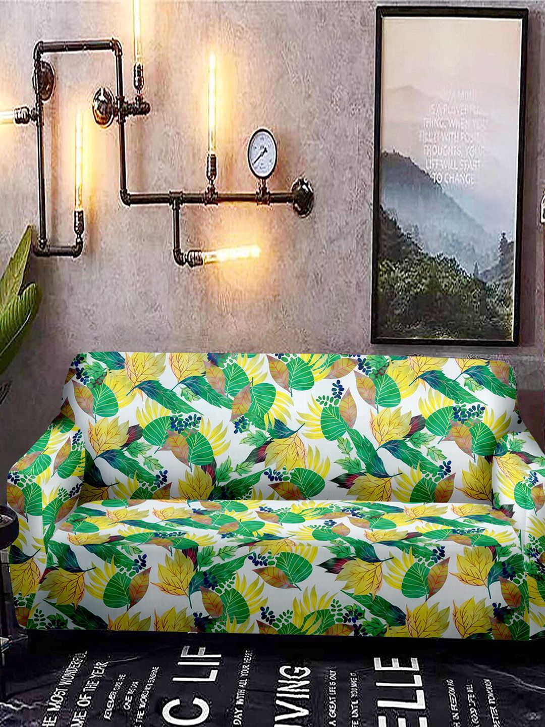 Cortina Green Printed Two-Seater Sofa Cover Price in India