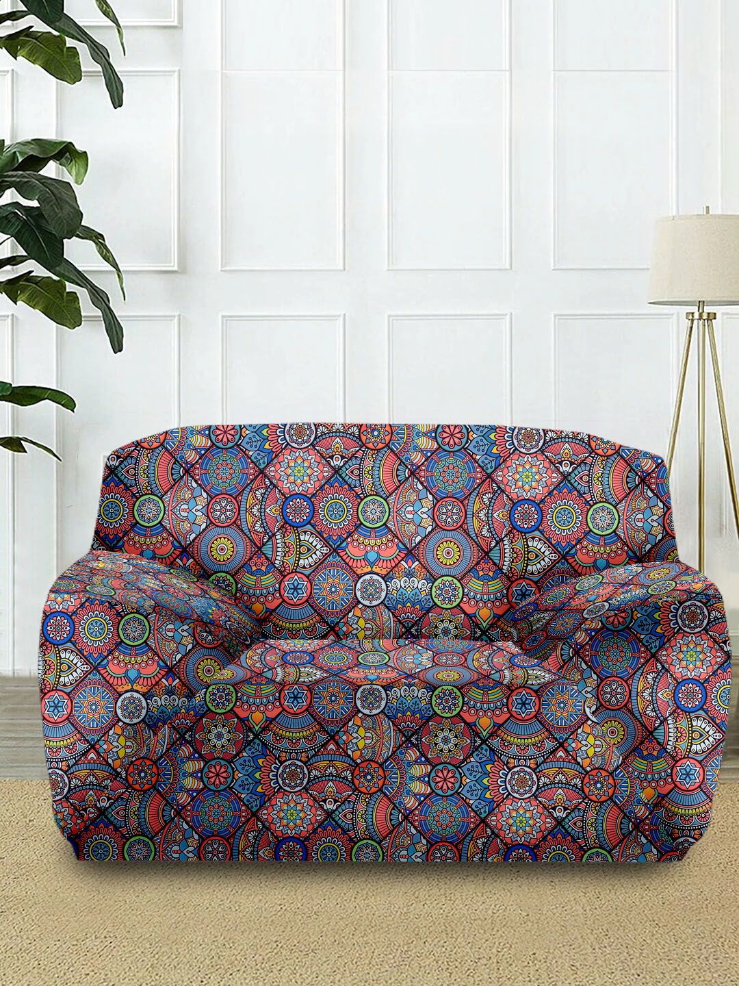 Cortina Multi-Coloured Printed 1-Seater Sofa Cover Price in India