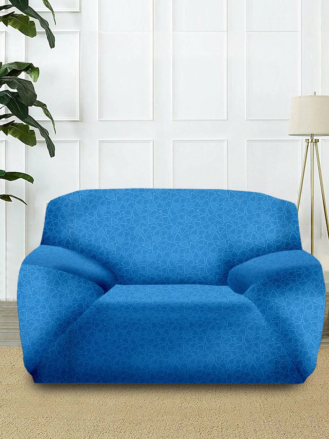 Cortina Blue Printed Single-Seater Sofa Cover Price in India