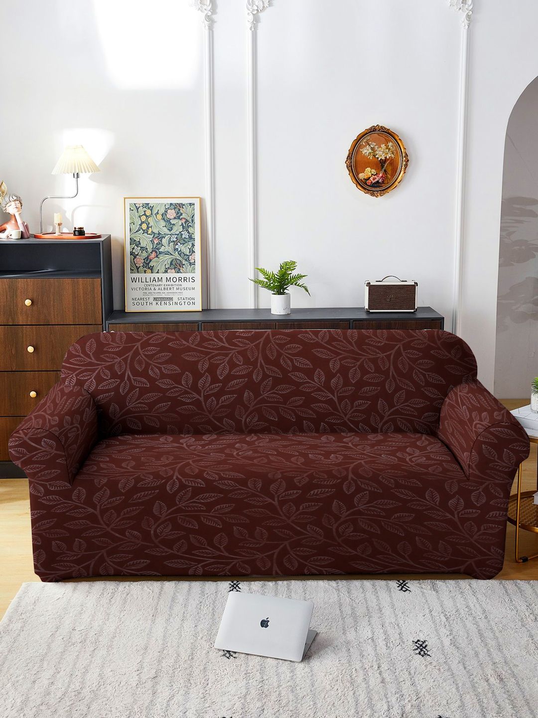 Cortina Cortina Brown Printed Three-Seater Sofa Cover