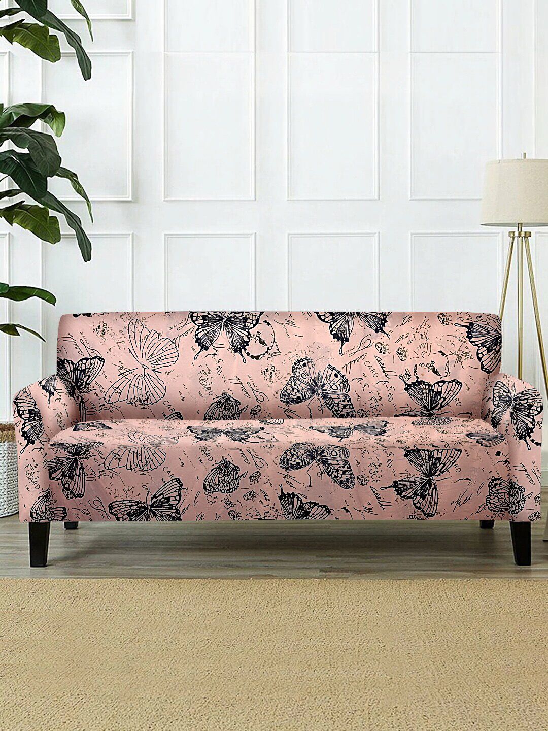 Cortina Pink Printed Two-Seater Sofa Cover Price in India