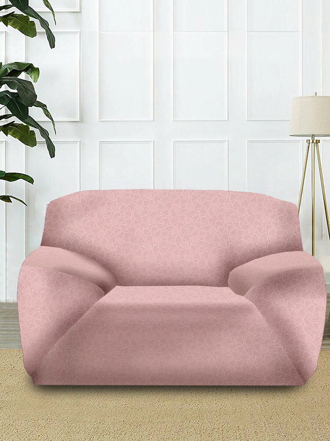 Cortina Pink Printed Single-Seater Sofa Cover Price in India