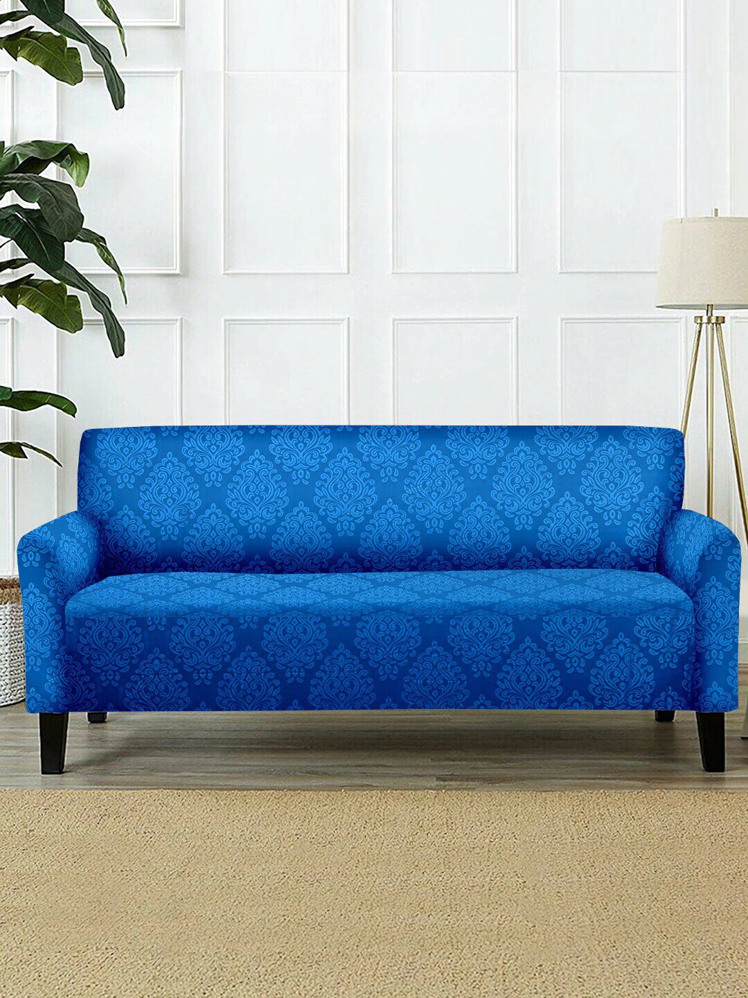 Cortina Blue Printed Three-Seater Sofa Cover Price in India