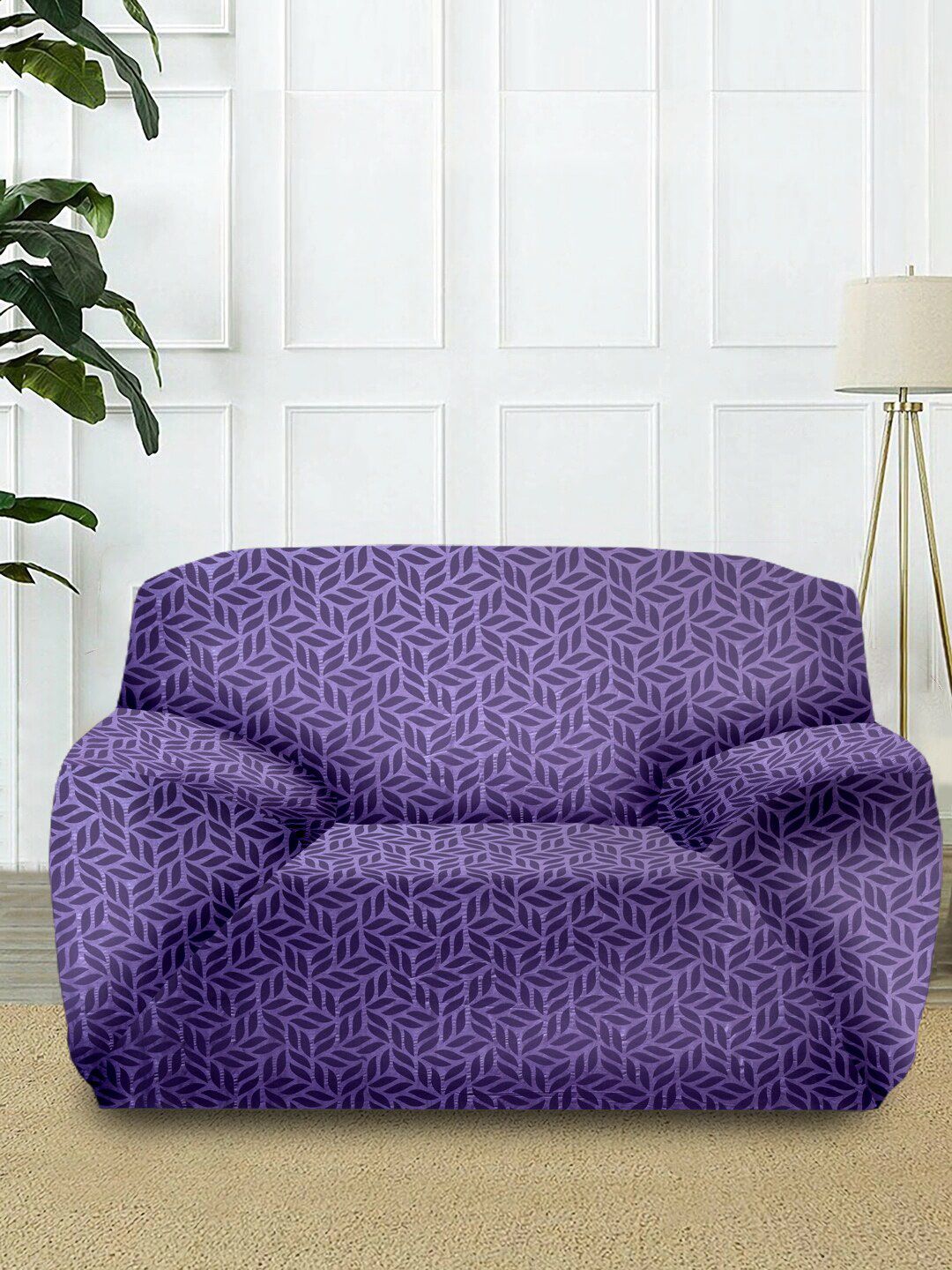 Cortina Purple Printed 1-Seater Sofa Cover Price in India