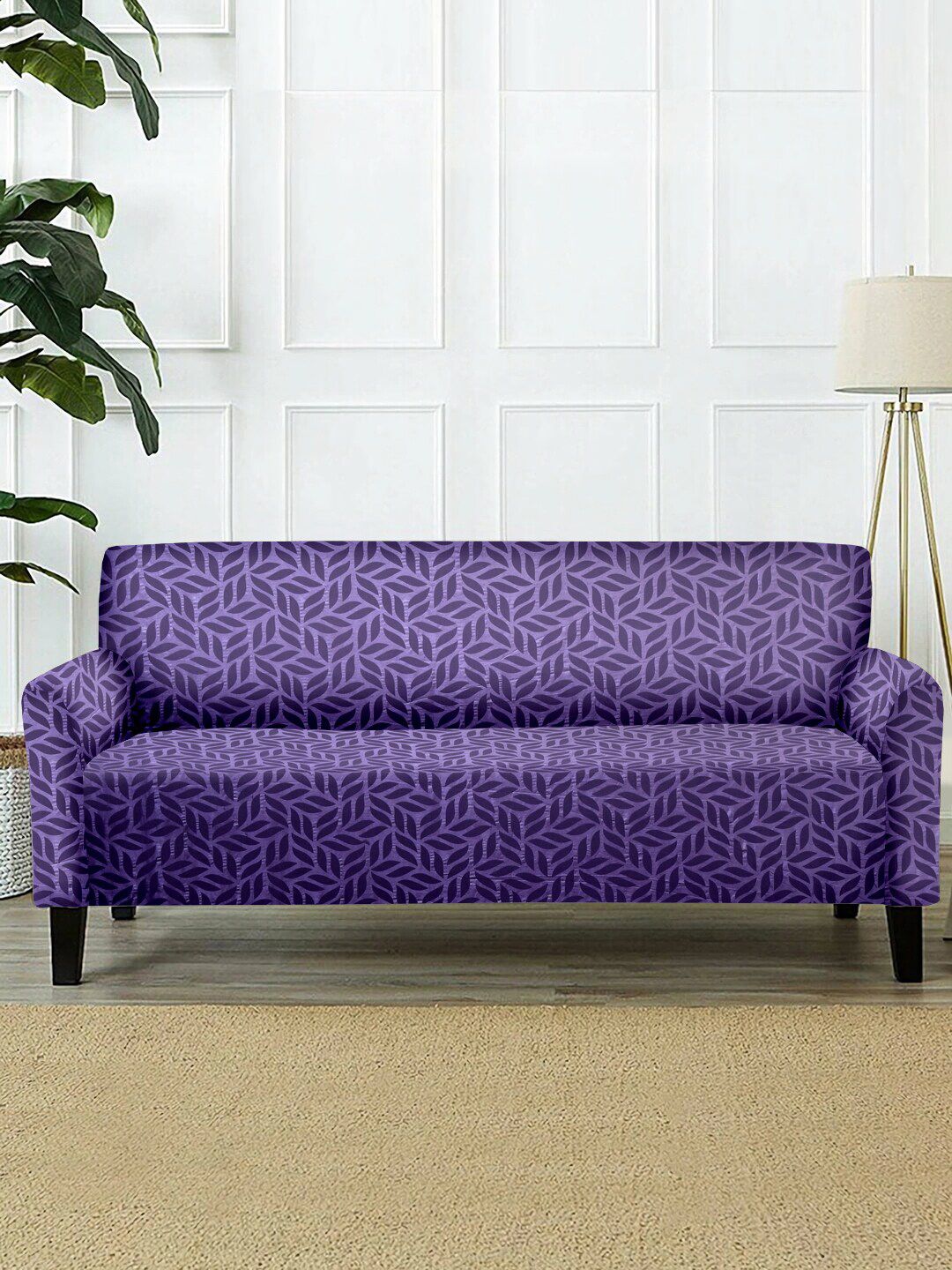 Cortina Purple Printed Three-Seater Sofa Cover Price in India