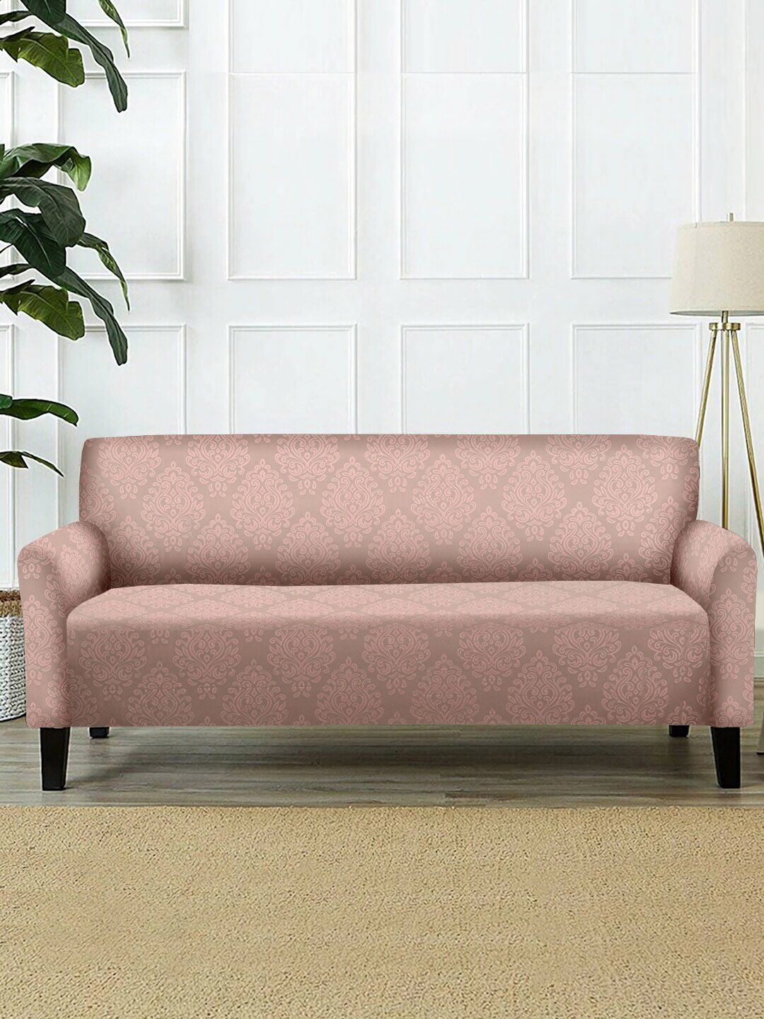 Cortina Pink Printed Three-Seater Sofa Cover Price in India