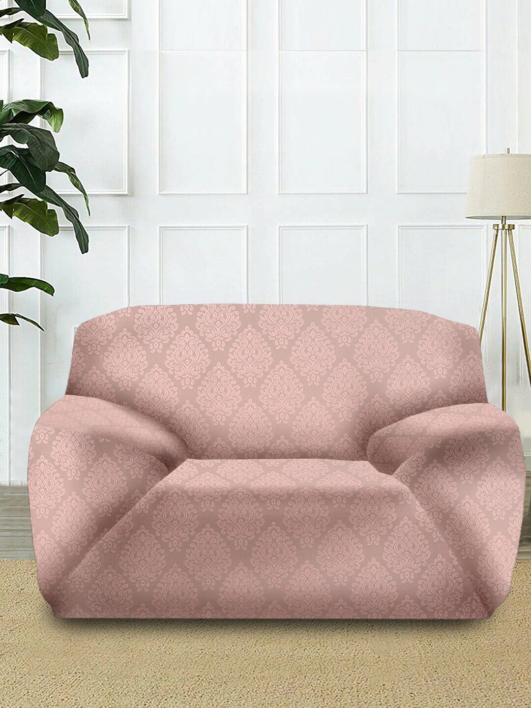Cortina Pink Printed Single-Seater Sofa Cover Price in India