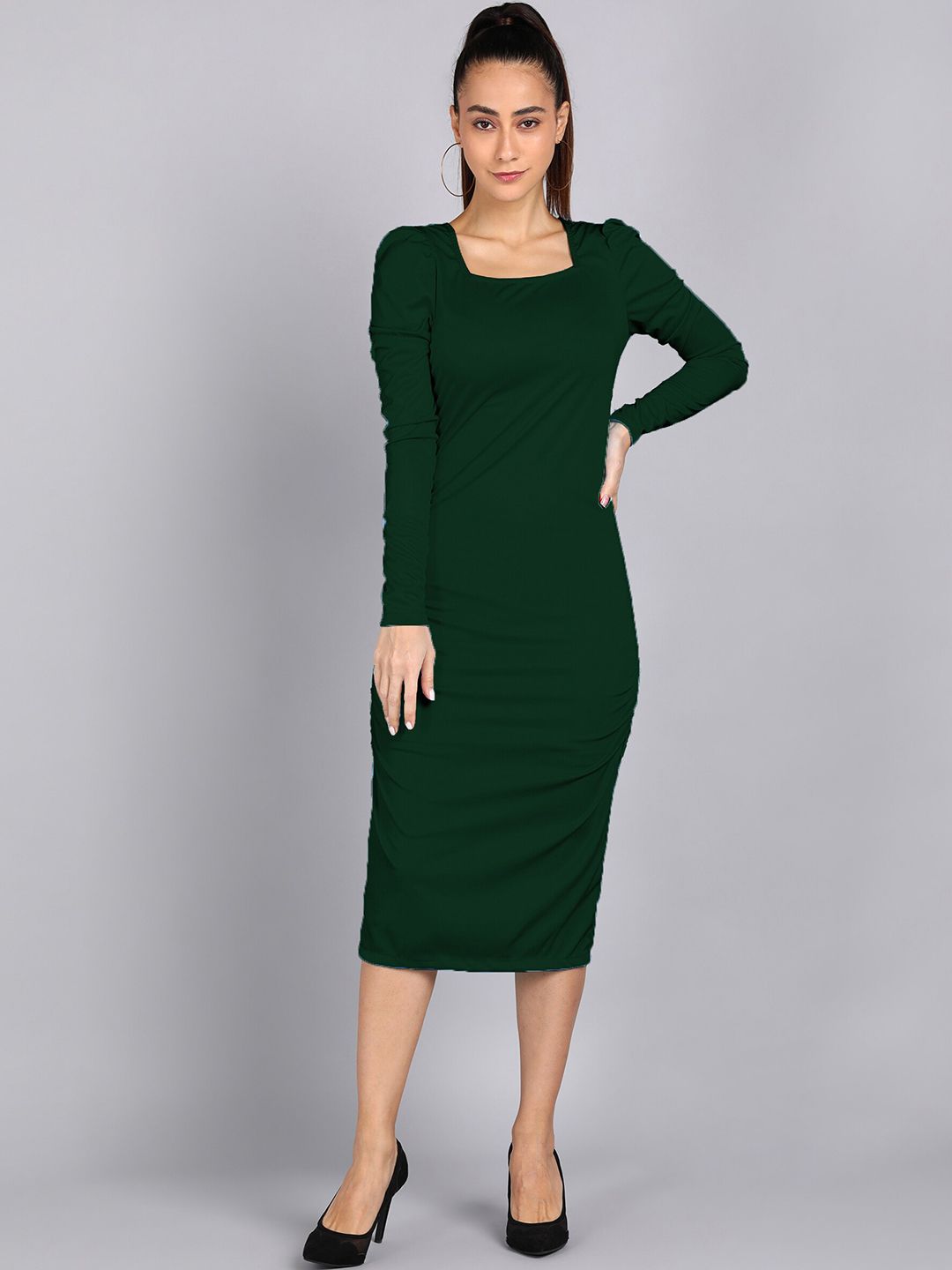 shashvi Women Green Sheath Midi Dress Price in India