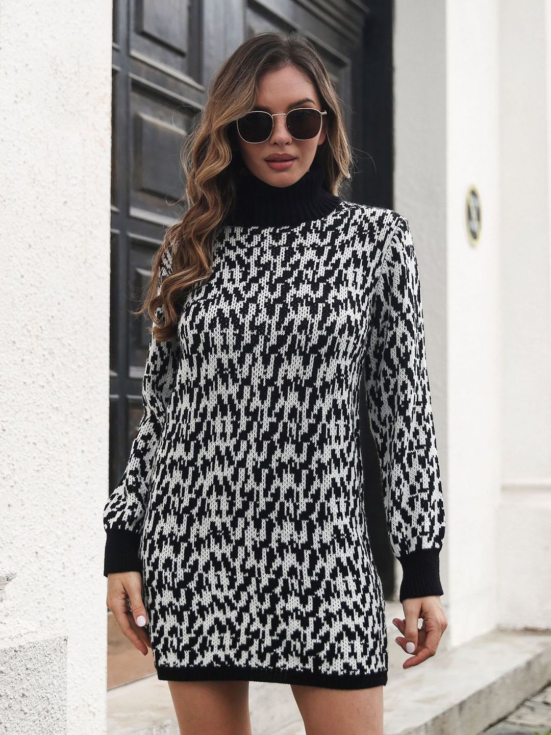 BoStreet Women Black Printed Longline Sweater Price in India