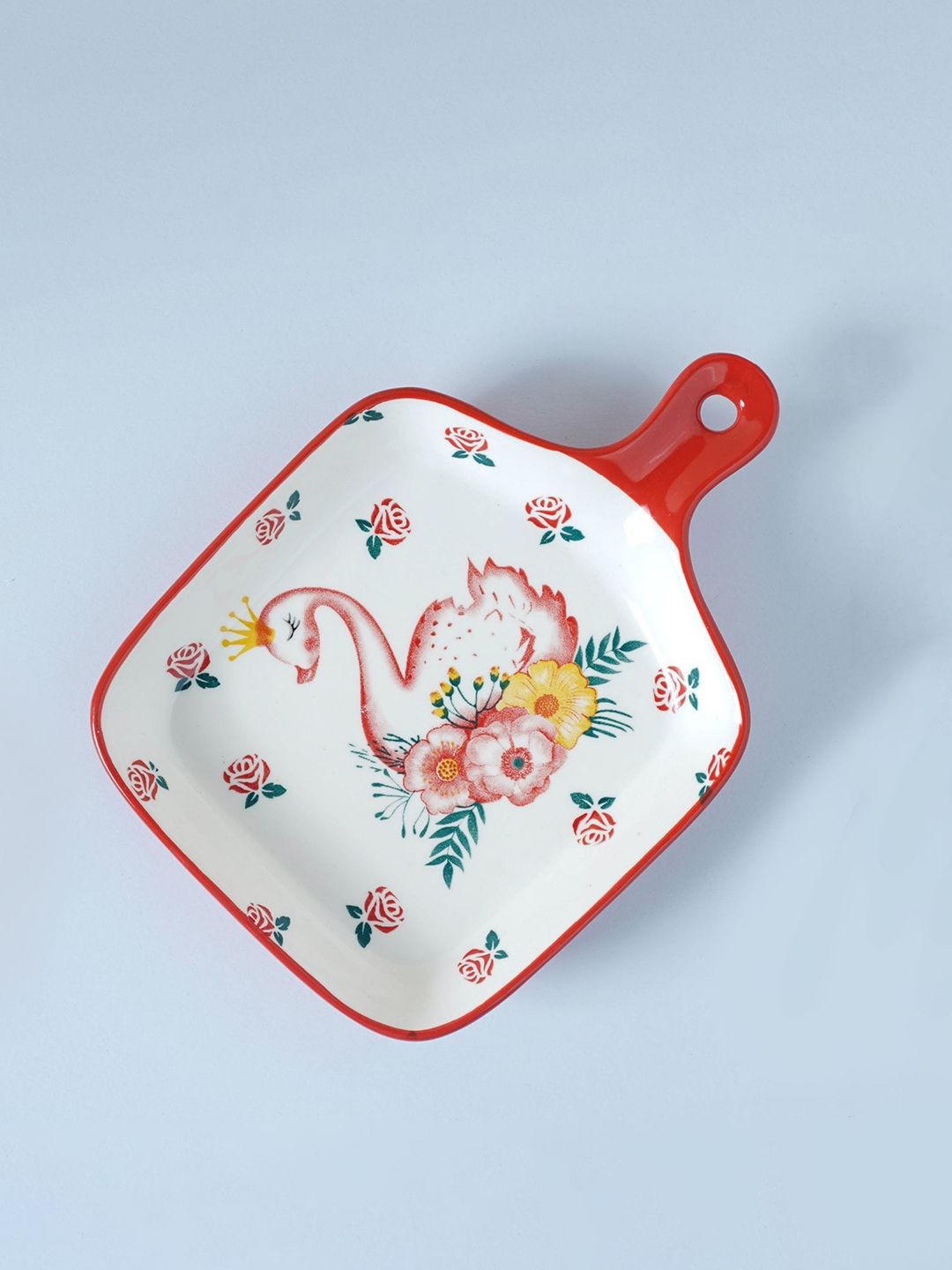 Nestasia White & Red Red Swan Baking Plate Price in India
