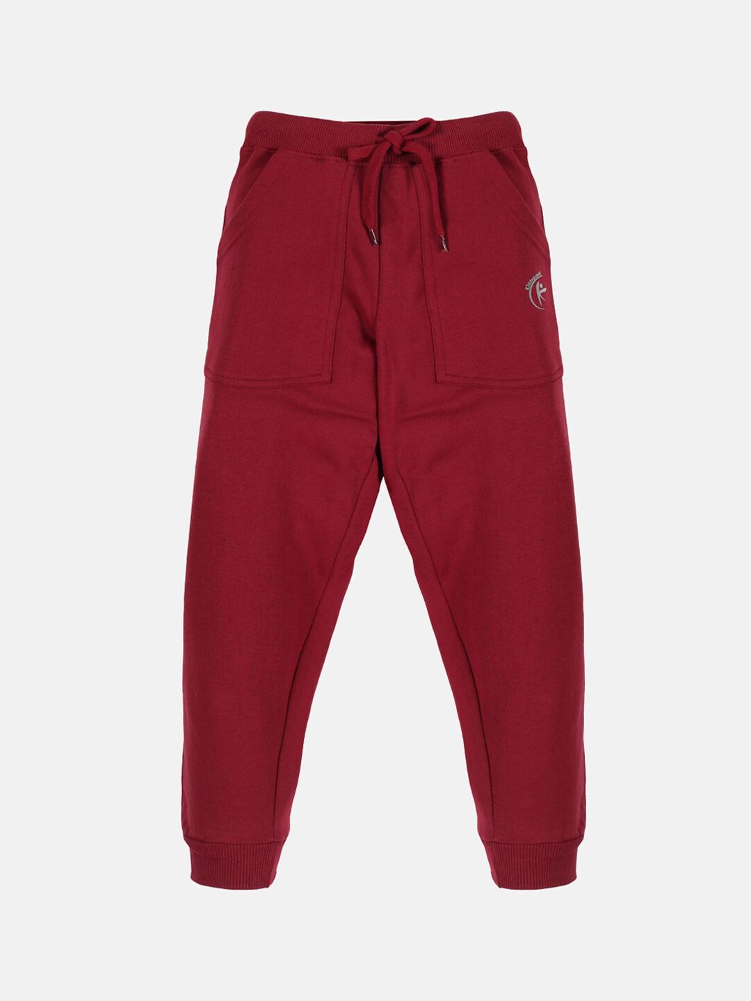 KiddoPanti Kids Maroon Solid Pure Cotton Joggers