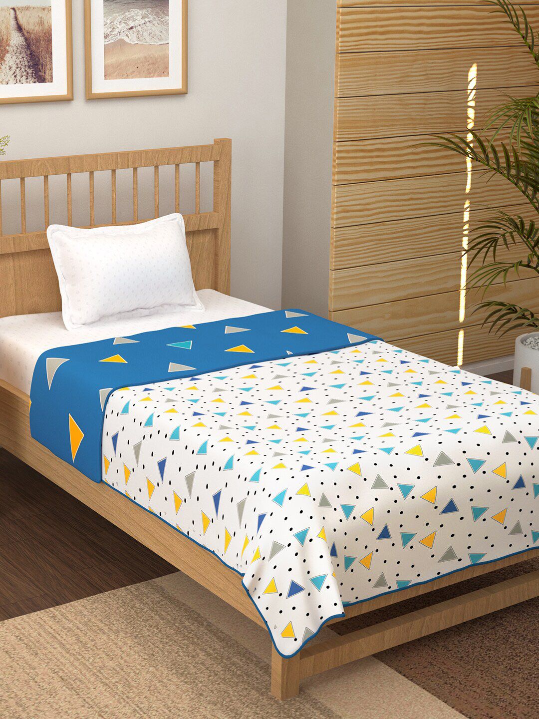 Story@home Unisex White 150 GSM Geometric Print AC Single Bed Dohar Price in India