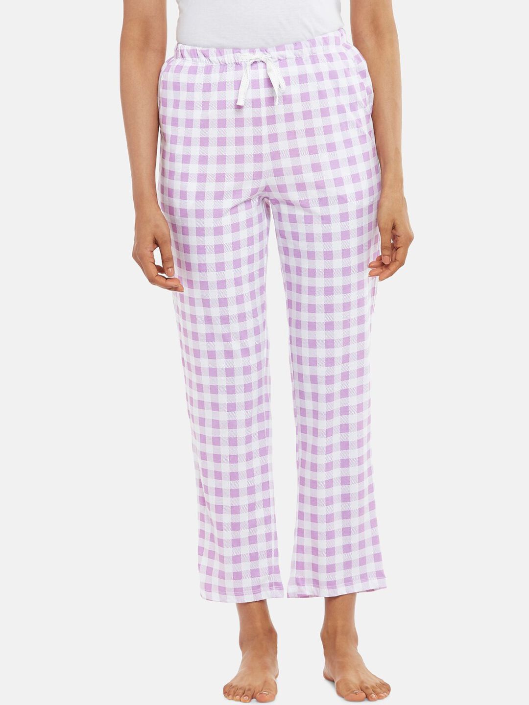 Dreamz by Pantaloons Women Pink Checked Cotton Lounge Pants Price in India